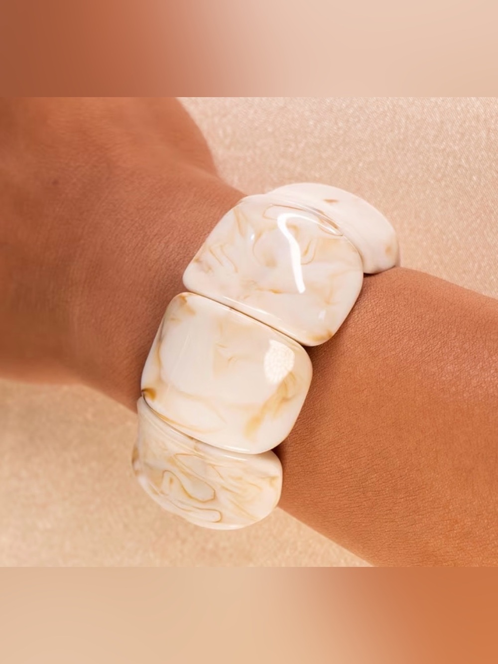 Western Marbled Cream Stretch Bracelet